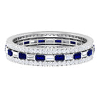 Rosec Jewels-Baguette Cut Lab Grown Blue Sapphire and Moissanite Wedding Band