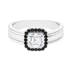 Rosec Jewels-6 MM Moissanite Engagement Ring with Black Diamond