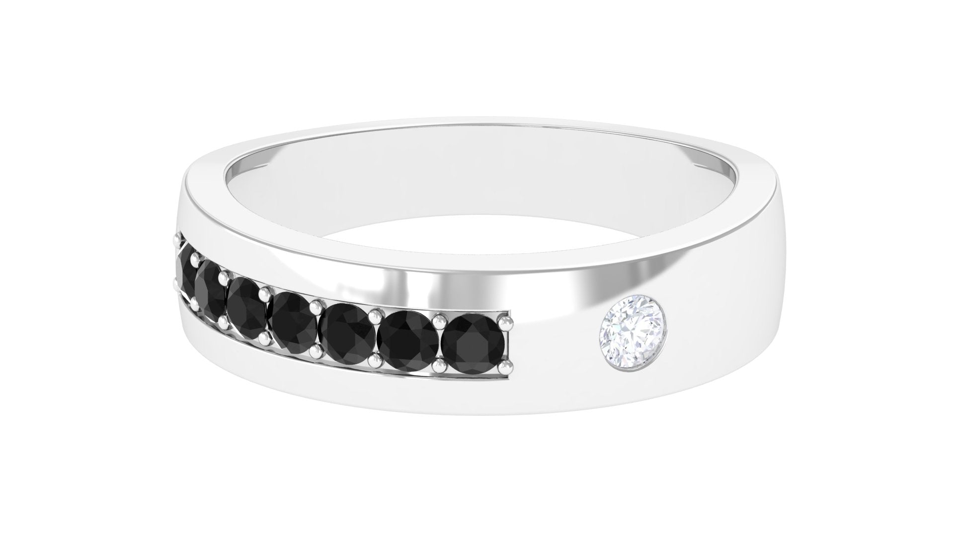 Rosec Jewels-Moissanite and Lab Grown Black Diamond Wedding Band