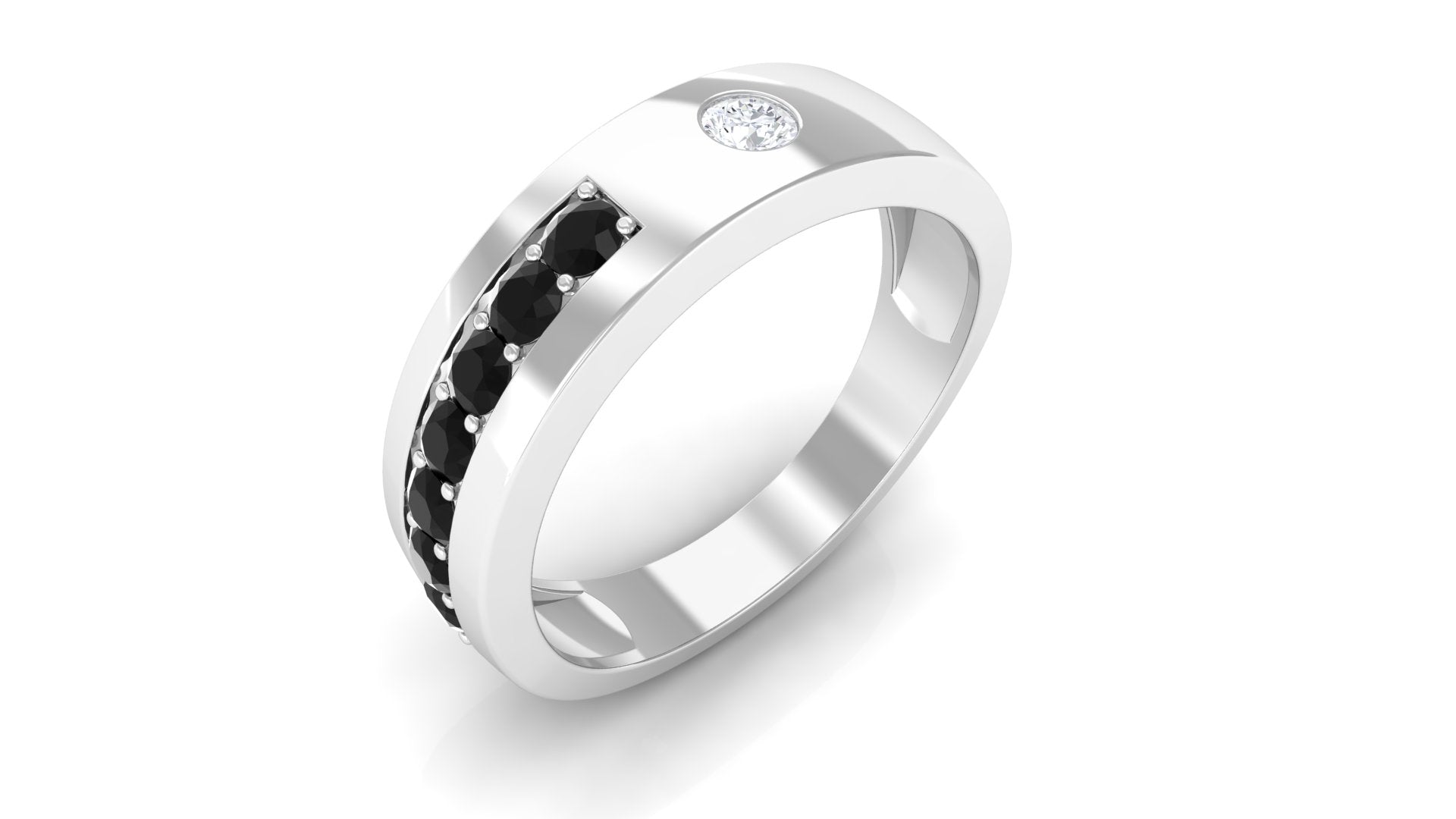 Rosec Jewels-Moissanite and Lab Grown Black Diamond Wedding Band