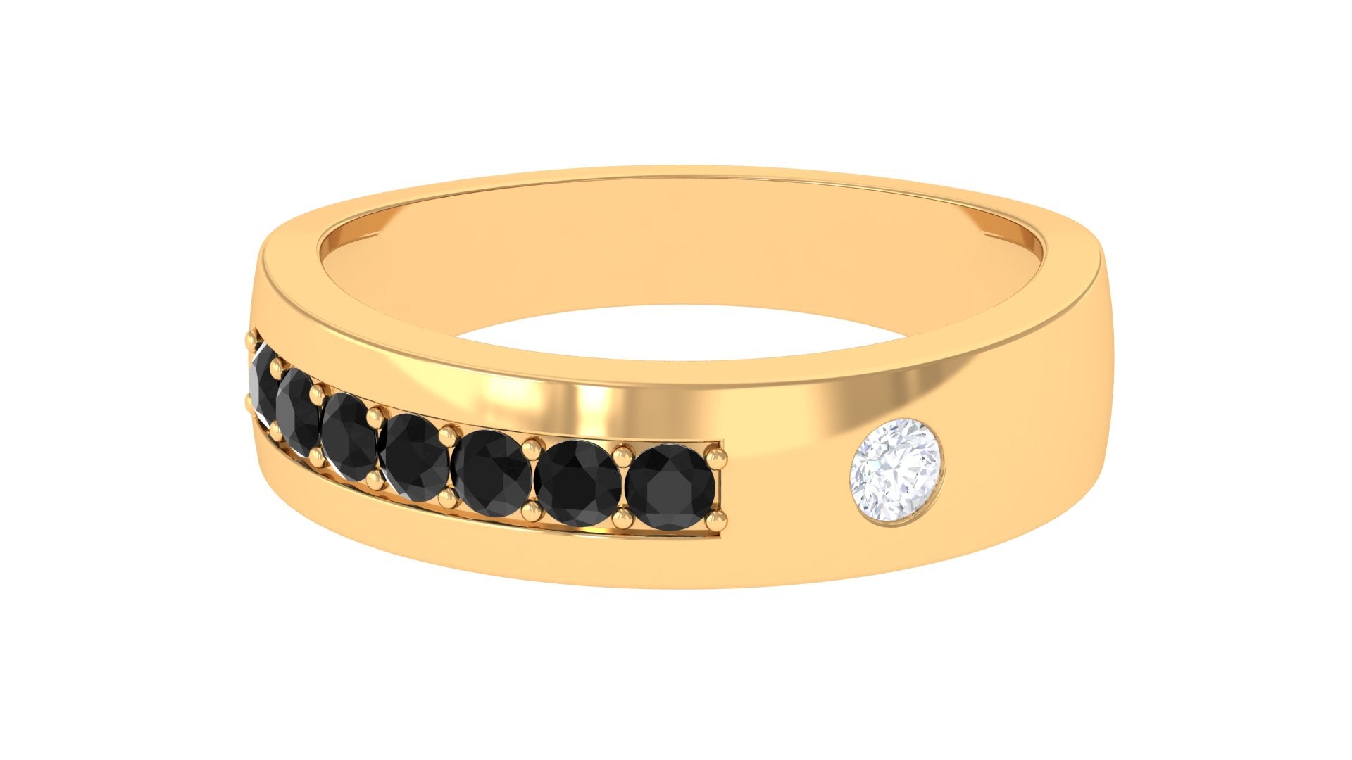 Rosec Jewels-Moissanite and Lab Grown Black Diamond Wedding Band