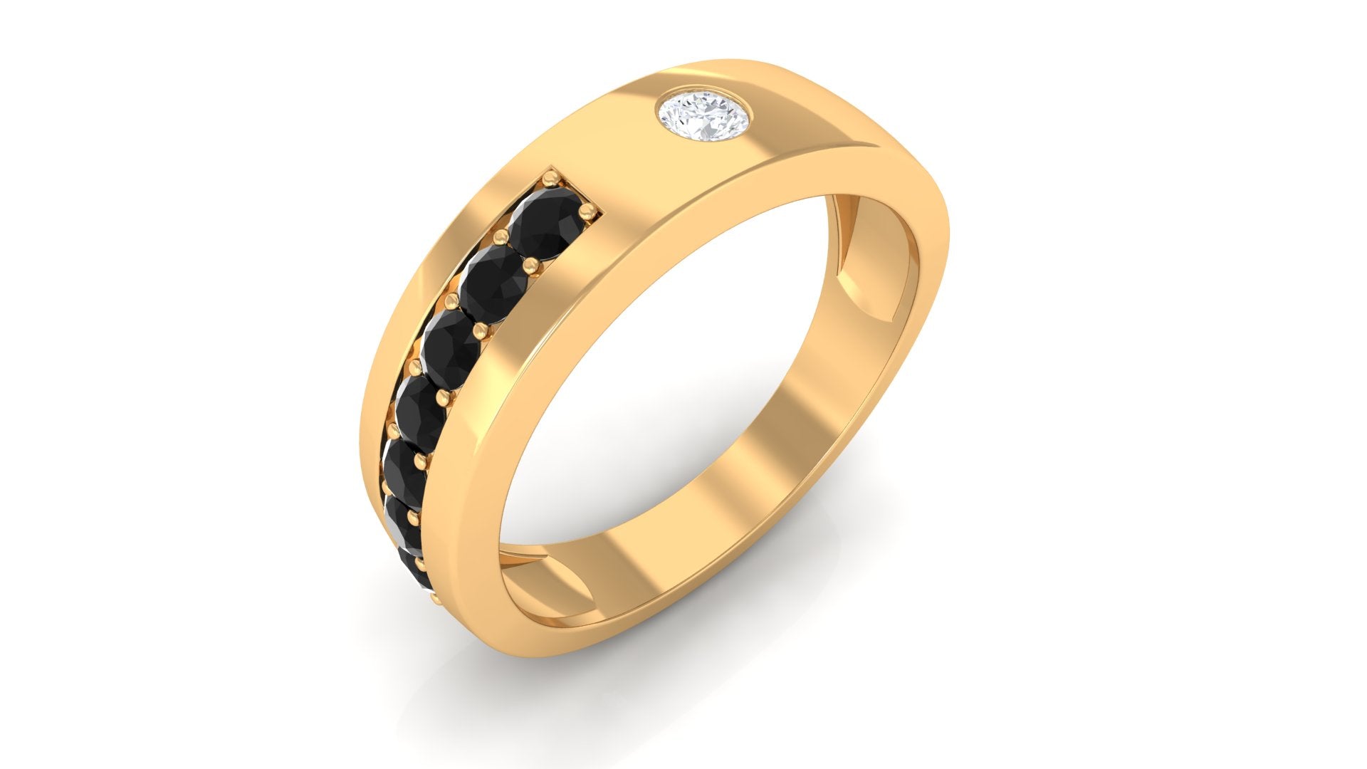 Rosec Jewels-Moissanite and Lab Grown Black Diamond Wedding Band