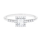 Rosec Jewels-Princess Cut Moissanite Engagement Ring with Halo and Side Stones