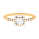 Rosec Jewels-Princess Cut Moissanite Engagement Ring with Halo and Side Stones