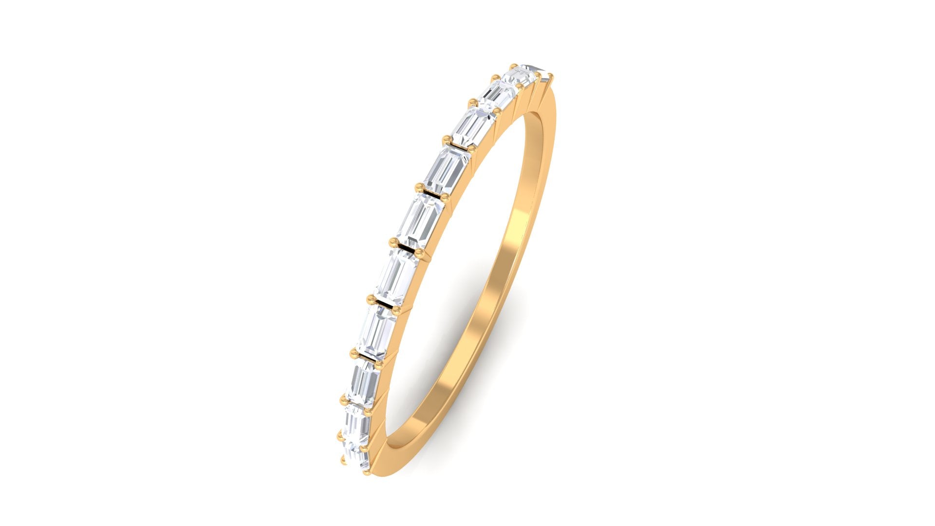 Rosec Jewels-Baguette Shape Moissanite Half Eternity Stackable Ring