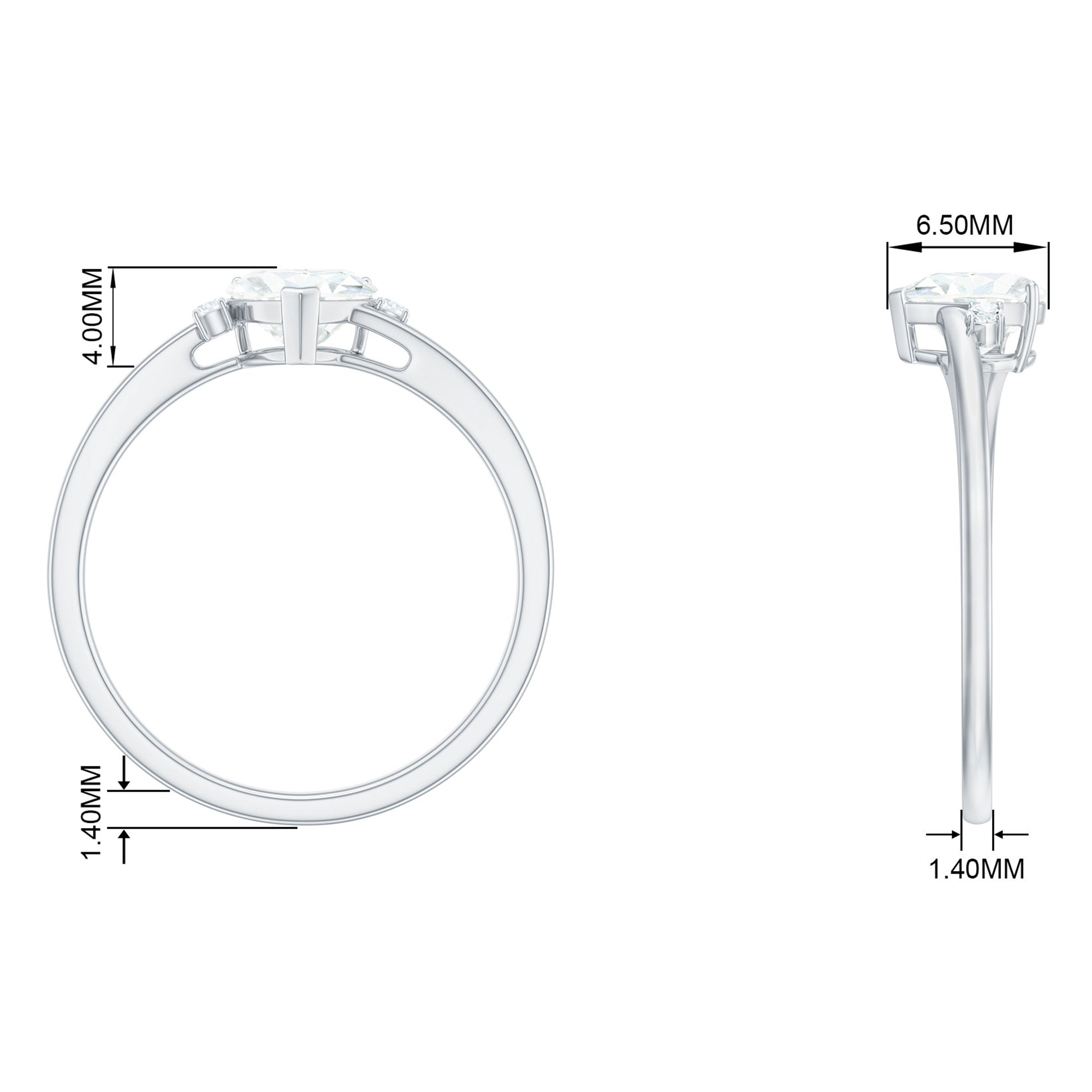 Rosec Jewels-Heart Moissanite Minimal Solitaire Promise Ring in Prong Setting