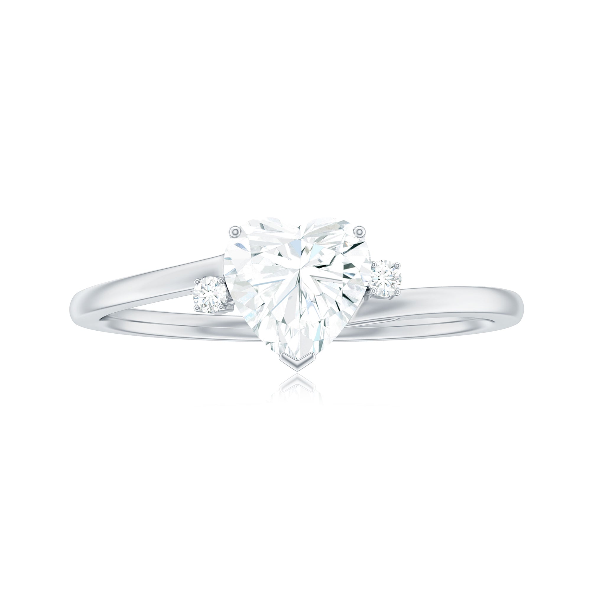 Rosec Jewels-Heart Moissanite Minimal Solitaire Promise Ring in Prong Setting