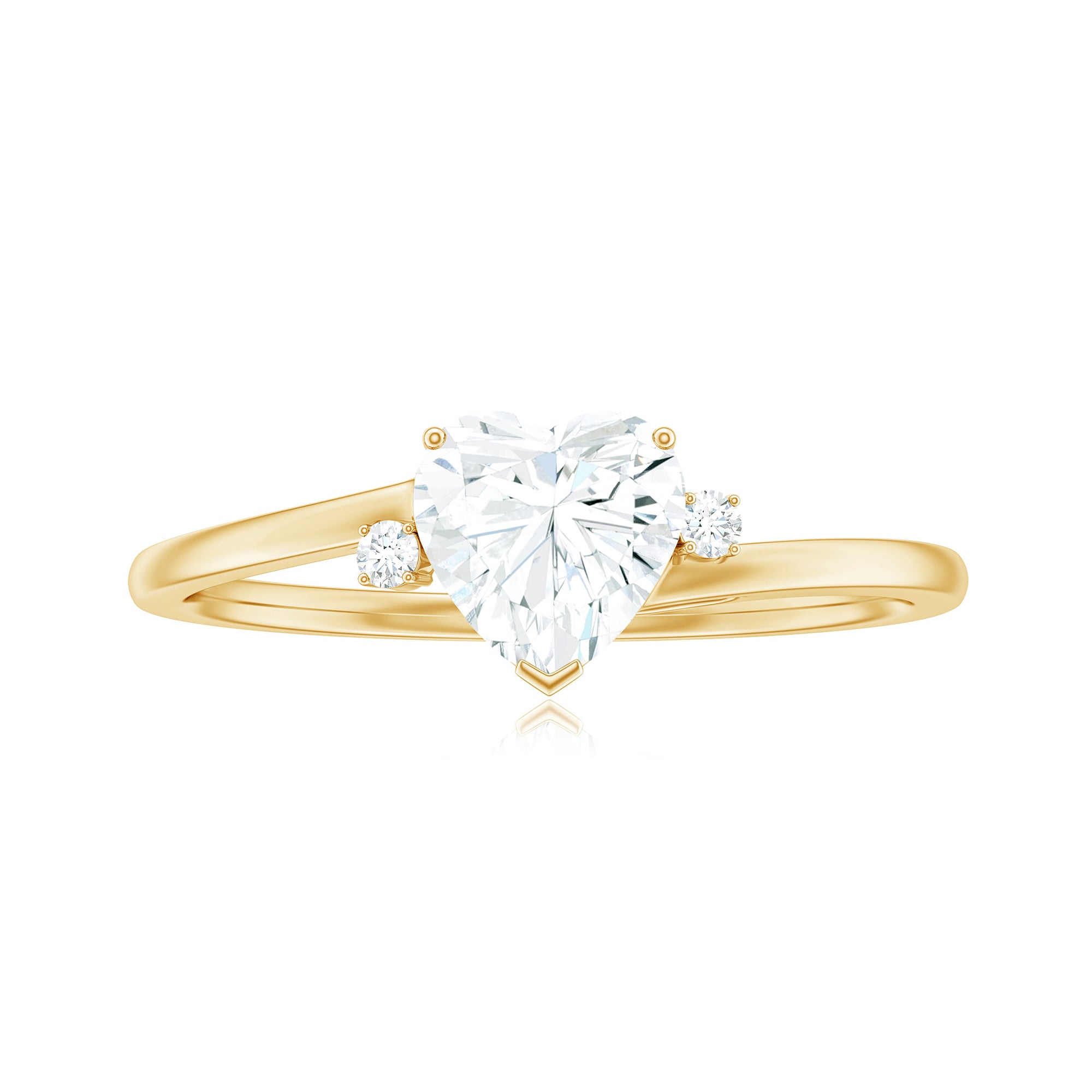 Rosec Jewels-Heart Moissanite Minimal Solitaire Promise Ring in Prong Setting