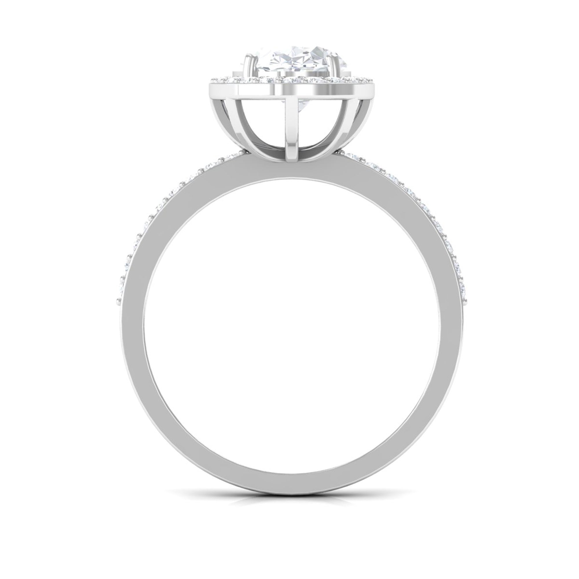 Rosec Jewels-Oval Shape Moissanite Halo Engagement Ring