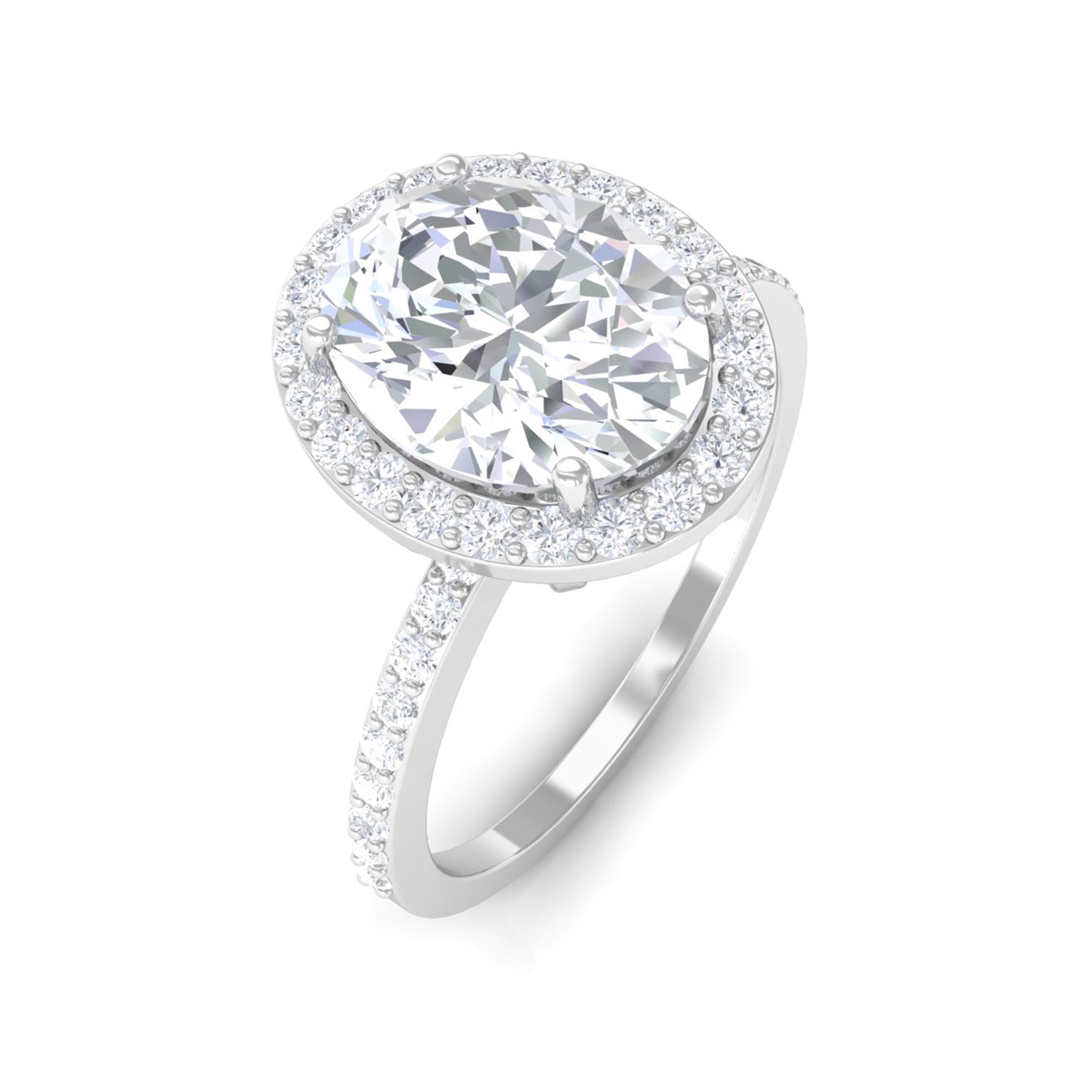 Rosec Jewels-Oval Shape Moissanite Halo Engagement Ring