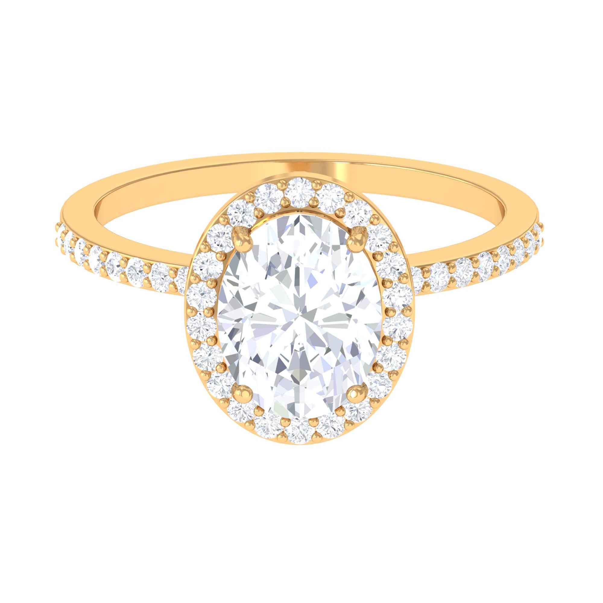 Rosec Jewels-Oval Shape Moissanite Halo Engagement Ring