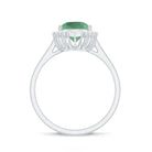 Rosec Jewels-Cocktail Engagement Ring with Created Green Sapphire and Diamond Halo