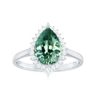 Rosec Jewels-Cocktail Engagement Ring with Created Green Sapphire and Diamond Halo