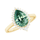 Rosec Jewels-Cocktail Engagement Ring with Created Green Sapphire and Diamond Halo