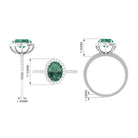 Rosec Jewels-Oval Cut Created Green Sapphire and Diamond Halo Ring