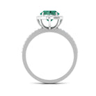 Rosec Jewels-Oval Cut Created Green Sapphire and Diamond Halo Ring