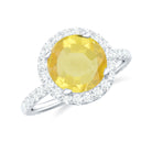 Rosec Jewels-Lab Created yellow Sapphire Round Halo Engagement Ring with Moissanite