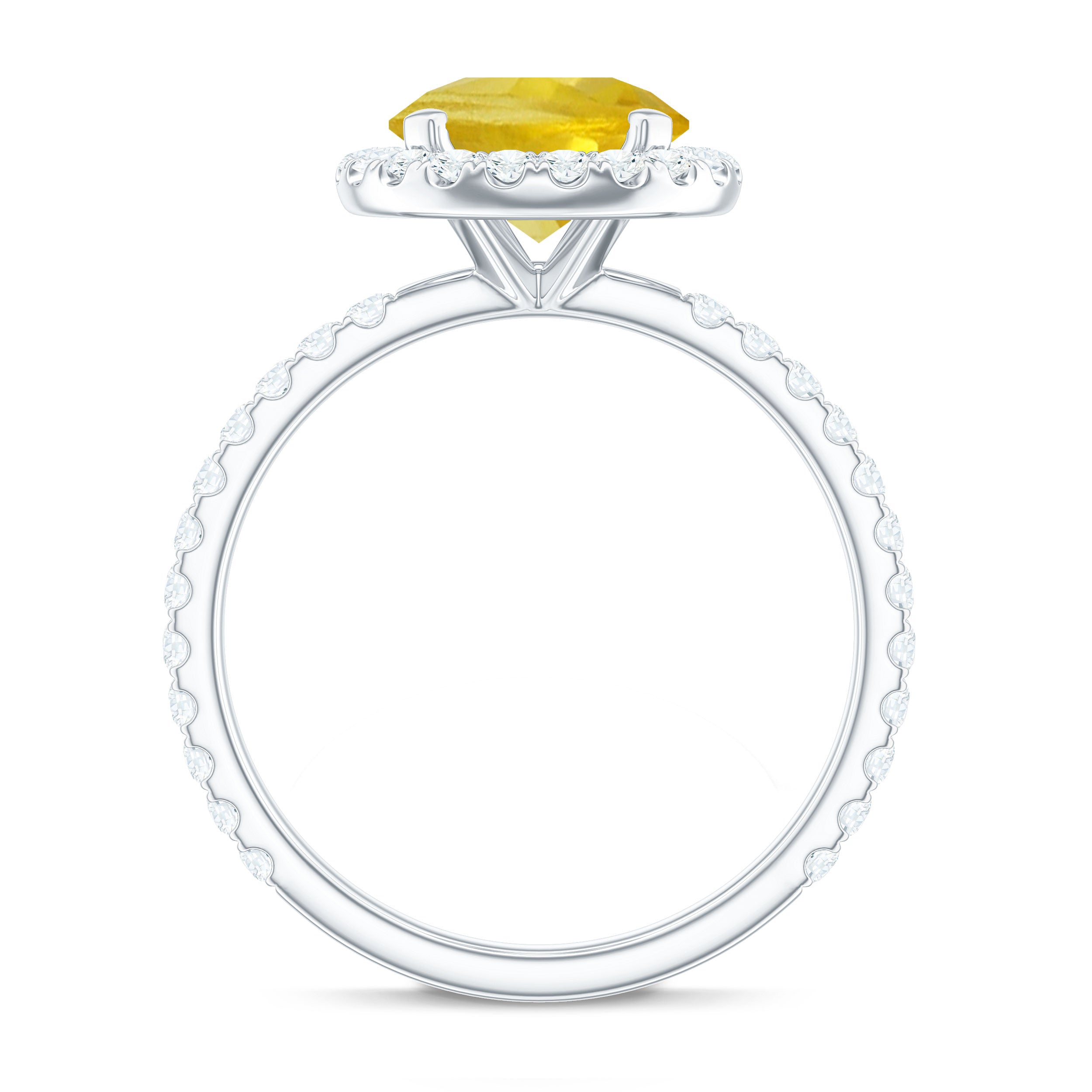 Rosec Jewels-Lab Created yellow Sapphire Round Halo Engagement Ring with Moissanite