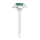 Rosec Jewels-Round Lab Created Green Sapphire Halo Engagement Ring with Moissanite