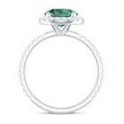 Rosec Jewels-Round Lab Created Green Sapphire Halo Engagement Ring with Moissanite