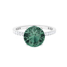 Rosec Jewels-Created Green Sapphire Solitaire Engagement Ring with Diamond