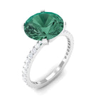 Rosec Jewels-Created Green Sapphire Solitaire Engagement Ring with Diamond