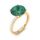 Rosec Jewels-Created Green Sapphire Solitaire Engagement Ring with Diamond