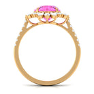 Rosec Jewels-Created Pink Sapphire Cocktail Ring with Moissanite Floral Halo