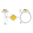 Rosec Jewels-Created Yellow Sapphire Floral Engagement Ring with Moissanite