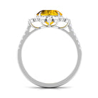 Rosec Jewels-Created Yellow Sapphire Floral Engagement Ring with Moissanite