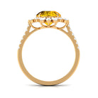 Rosec Jewels-Created Yellow Sapphire Floral Engagement Ring with Moissanite