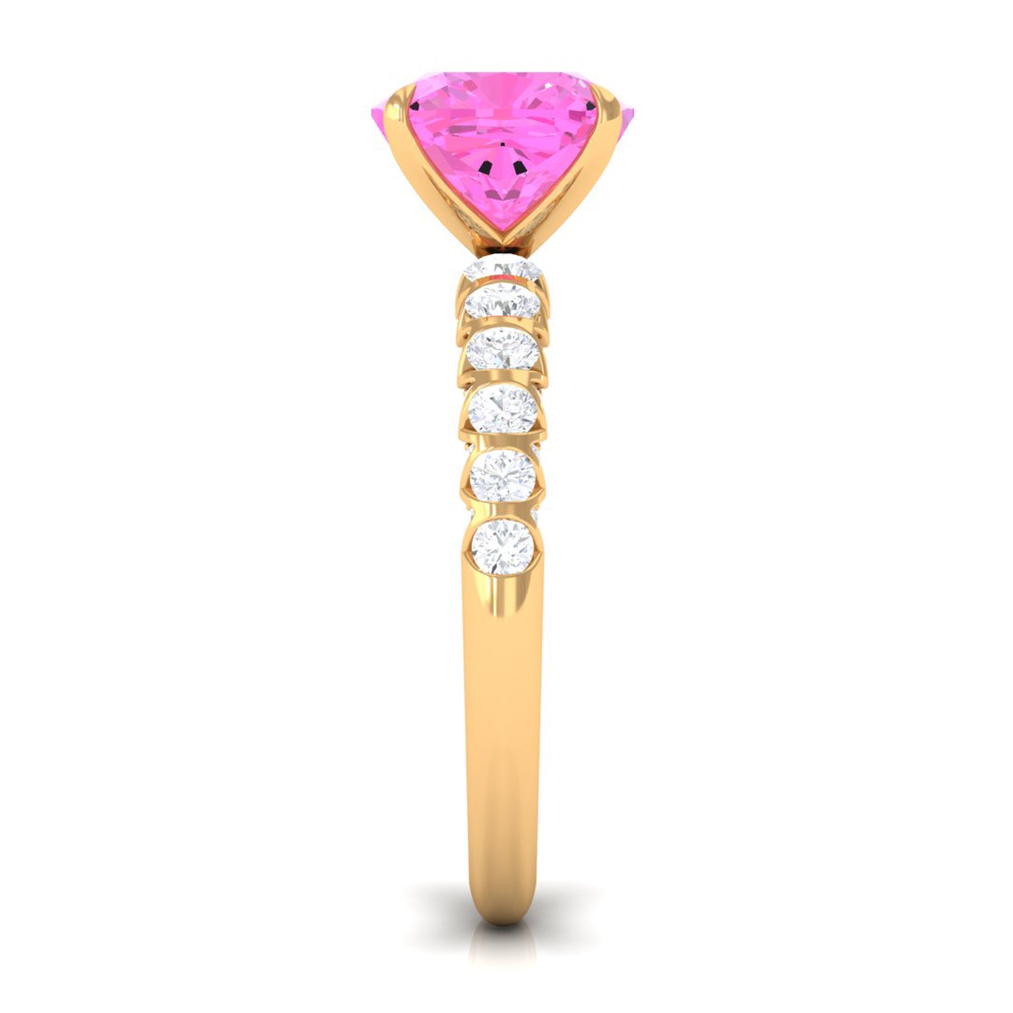 Rosec Jewels-Created Pink Sapphire Engagement Ring with Diamond