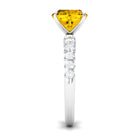 Rosec Jewels-Cushion Cut Created Yellow Sapphire Engagement Ring with Moissanite