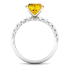 Rosec Jewels-Cushion Cut Created Yellow Sapphire Engagement Ring with Moissanite