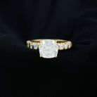 Rosec Jewels-Cushion Cut Zircon Engagement Ring with Side Stones