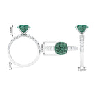 Rosec Jewels-Cushion Cut Created Green Sapphire Engagement Ring with Moissanite