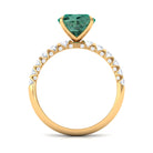 Rosec Jewels-Cushion Cut Created Green Sapphire Engagement Ring with Moissanite