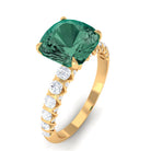 Rosec Jewels-Cushion Cut Created Green Sapphire Engagement Ring with Moissanite