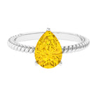 Rosec Jewels-Simple Created Yellow Sapphire Teardrop Engagement Ring