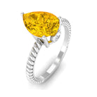 Rosec Jewels-Simple Created Yellow Sapphire Teardrop Engagement Ring