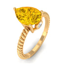 Rosec Jewels-Simple Created Yellow Sapphire Teardrop Engagement Ring