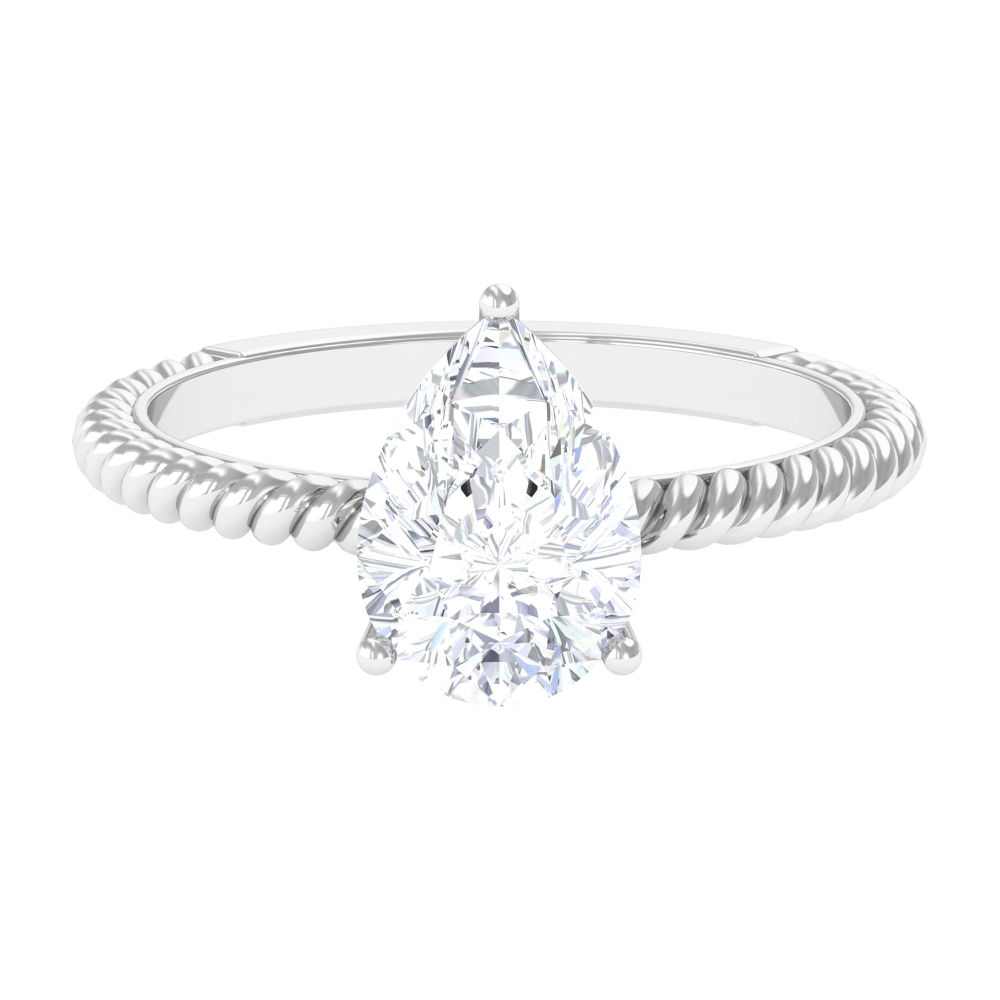 Rosec Jewels-Certified Pear Zircon Solitaire Engagement Ring