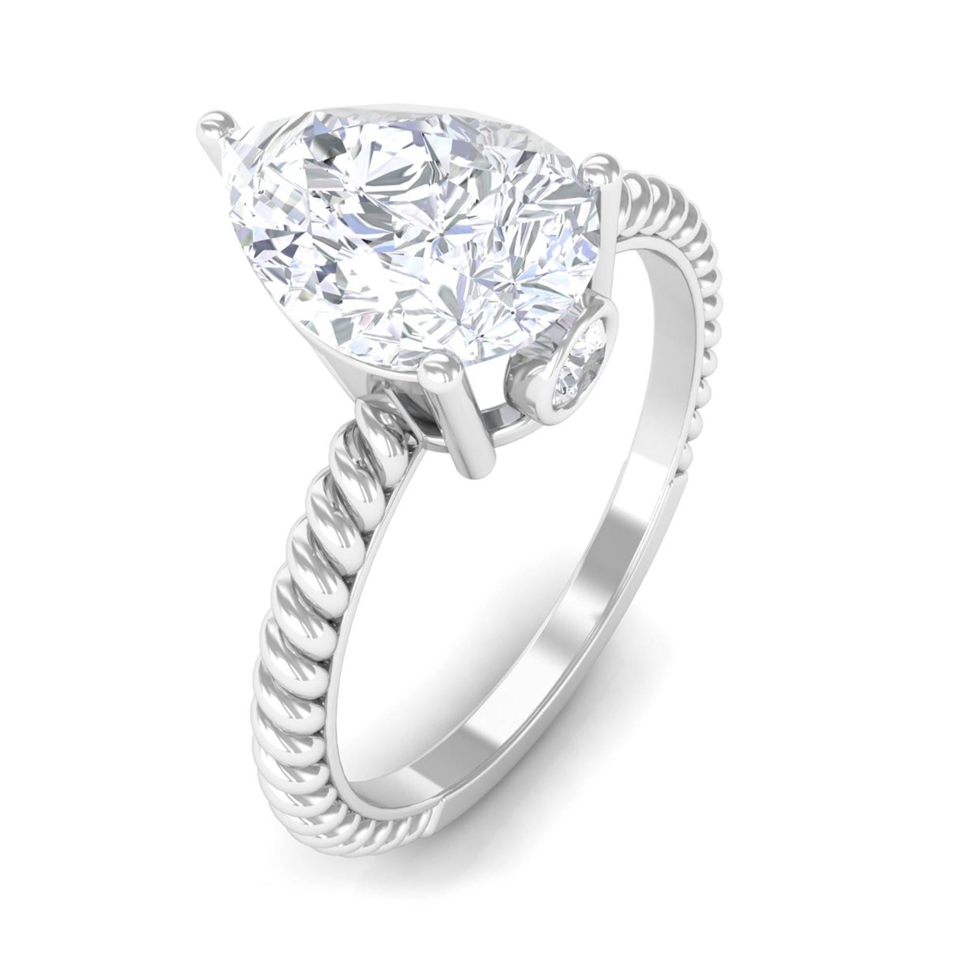 Rosec Jewels-Certified Pear Zircon Solitaire Engagement Ring