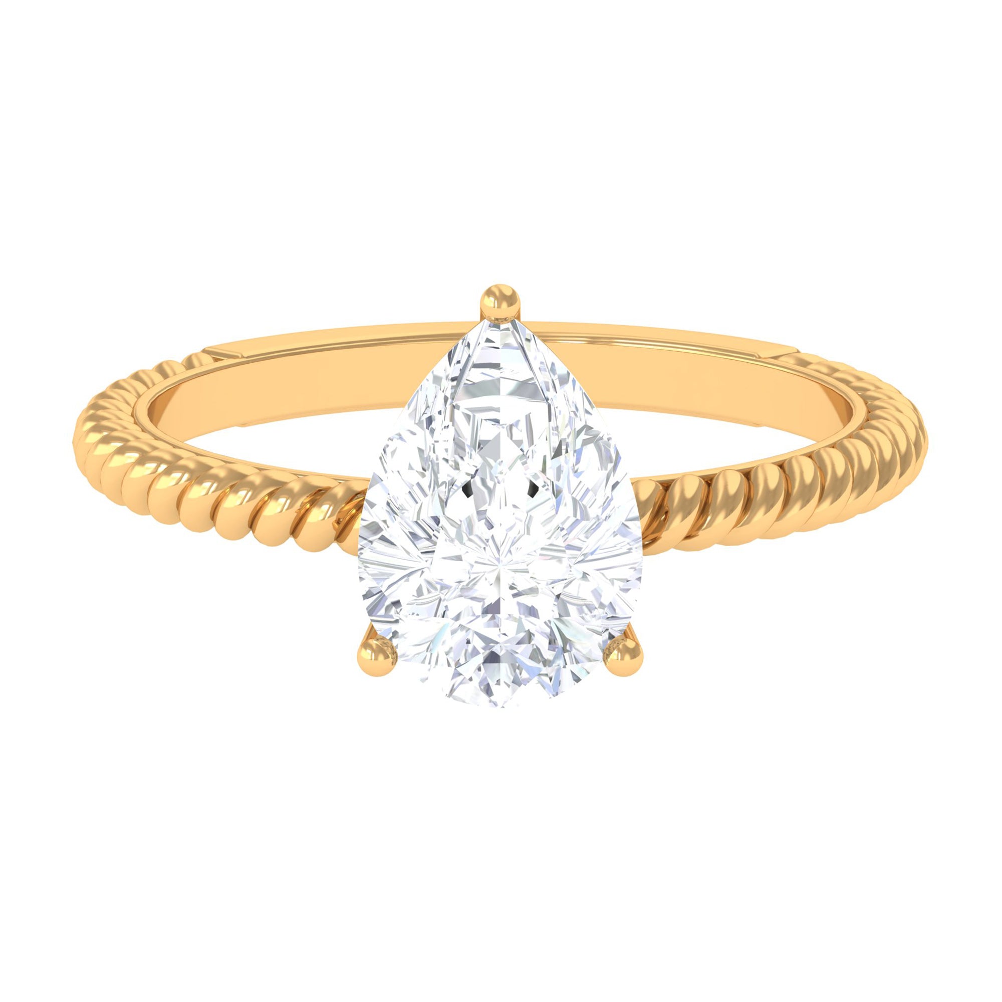 Rosec Jewels-Certified Pear Zircon Solitaire Engagement Ring