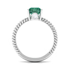 Rosec Jewels-Pear Shape Created Green Sapphire Solitaire Engagement Ring