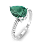 Rosec Jewels-Pear Shape Created Green Sapphire Solitaire Engagement Ring