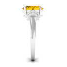 Rosec Jewels-Created Yellow Sapphire Oval Engagement Ring with Moissanite Accent