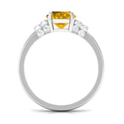 Rosec Jewels-Created Yellow Sapphire Oval Engagement Ring with Moissanite Accent