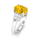 Rosec Jewels-Created Yellow Sapphire Oval Engagement Ring with Moissanite Accent