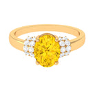 Rosec Jewels-Created Yellow Sapphire Oval Engagement Ring with Moissanite Accent